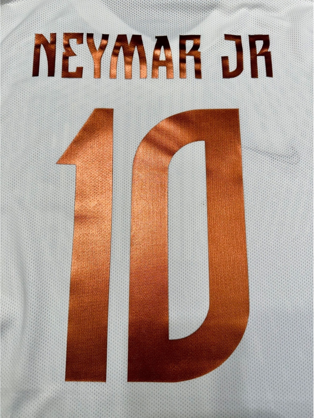 Large Nike Brazil Neymar Jr White and Copper Jersey Slim Fit